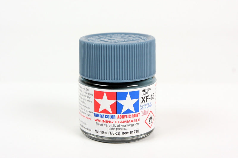 TAMIYA XF-18 ACRYLIC MEDIUM BLUE PAINT 10ML