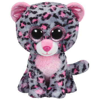 TY BEANIE BOOS TASHA GREY AND PINK LEOPARD MEDIUM