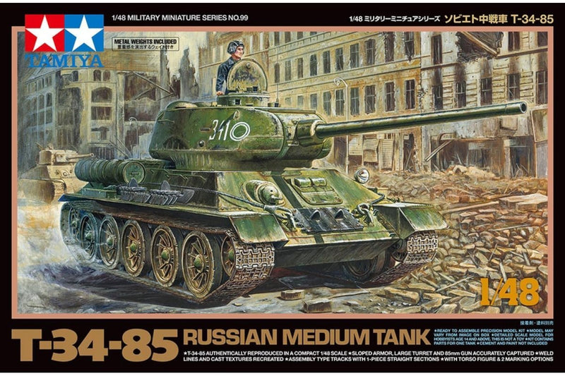 TAMIYA 32599 T-34-85 TANK 1/48 PLASTIC MODEL KIT