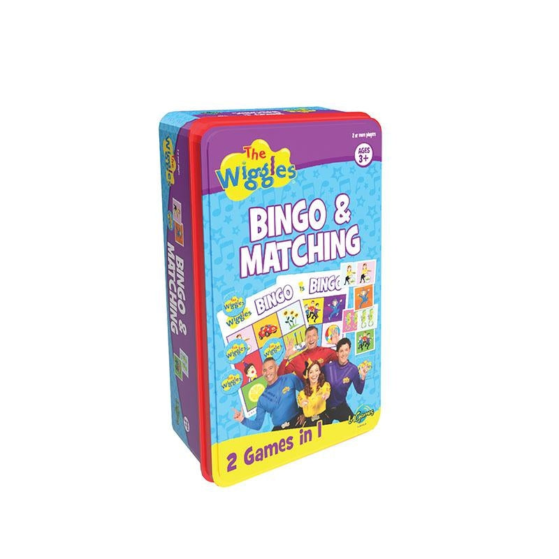 UNIVERSITY GAMES W1005 THE WIGGLES "BINGO &  MATCHING" CARD GAME TIN