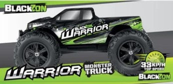 BLACKZON BZ540075 WARRIOR MT 2WD BRUSHED ELECTRIC MONSTER TRUCK 1:12 READY TO RUN GREEN AND BLACK REMOTE CONTROL CAR