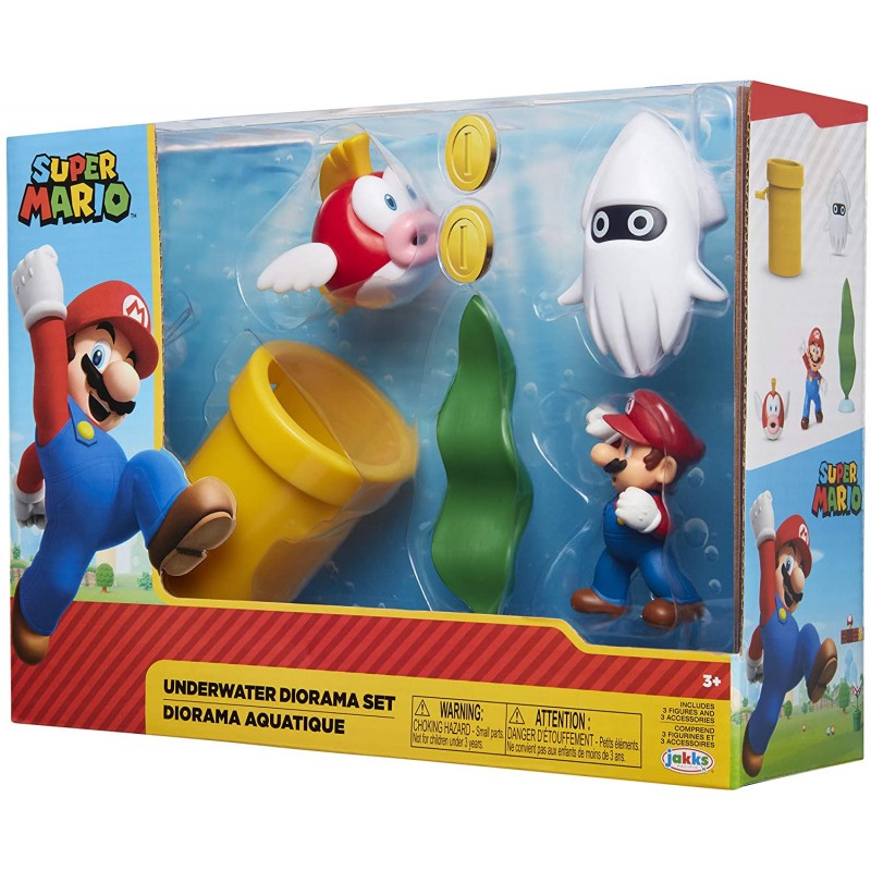 WORLD OF NINTENDO 40016 SUPER MARIO UNDERWATER DIORAMA SET INCLUDES OF 3 x 2.5 FIGURES + 2 ACCESSORIES