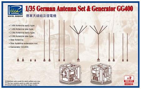 RIICH MODELS RE30014 1/35 WWII GERMAN GG400 GENERATOR AND ANTENNA SET PLASTIC MODEL KIT