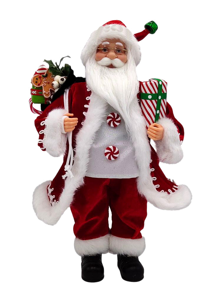 COTTON CANDY 45CM STANDING SANTA MUSICAL MOVING RED CANDY