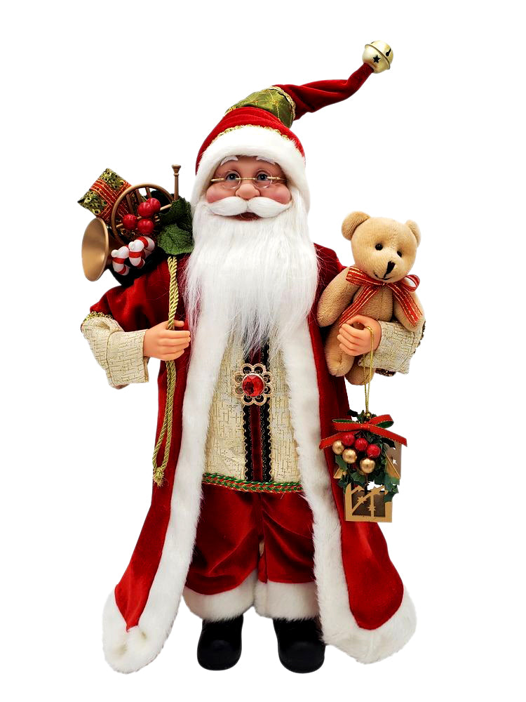 COTTON CANDY 45CM STANDING SANTA MUSICAL MOVING RED