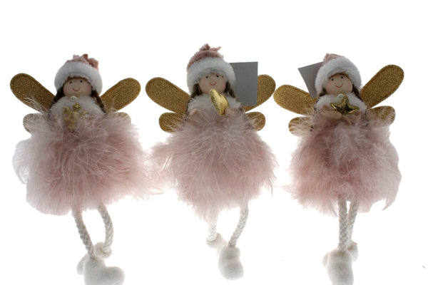 COTTON CANDY ANGEL SHELF SITTING DECORATION PINK ASSORTED