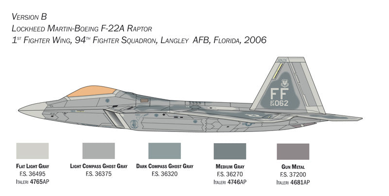 ITALERI 2822 F-22A RAPTOR 1/48 SCALE PLASTIC MODEL KIT