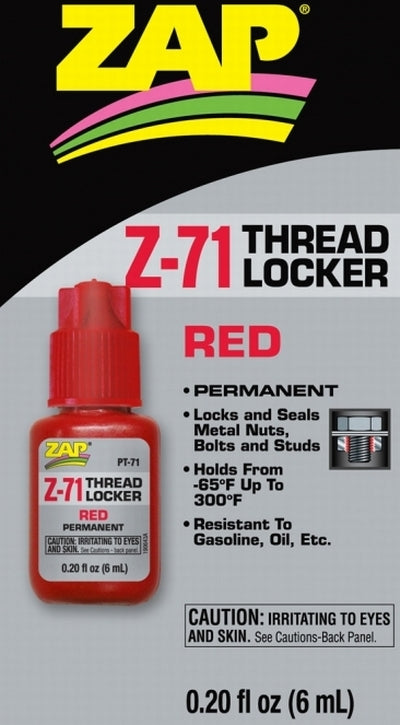 ZAP Z-71 RED THREAD LOCKER PERMANENT 6ML