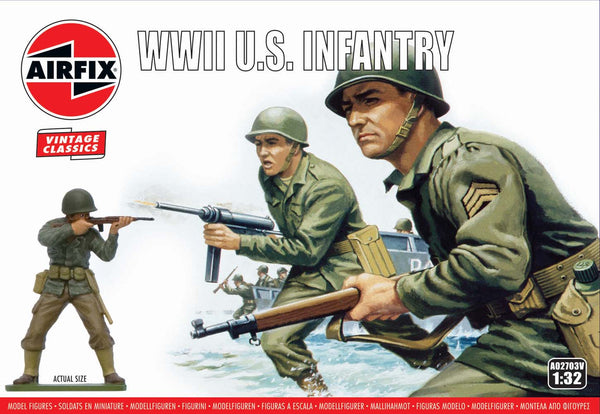 AIRFIX A02703V VINTAGE CLASSICS WWII US INFANTRY 1/32 SCALE PLASTIC MODEL KIT