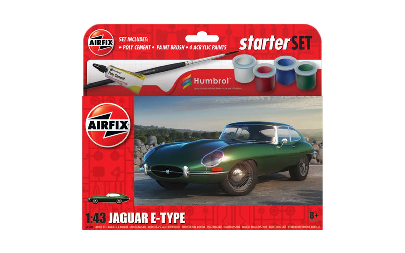 AIRFIX A55009 STARTER SET JAGUAR E-TYPE 1/43 SCALE CAR PLASTIC MODEL KIT