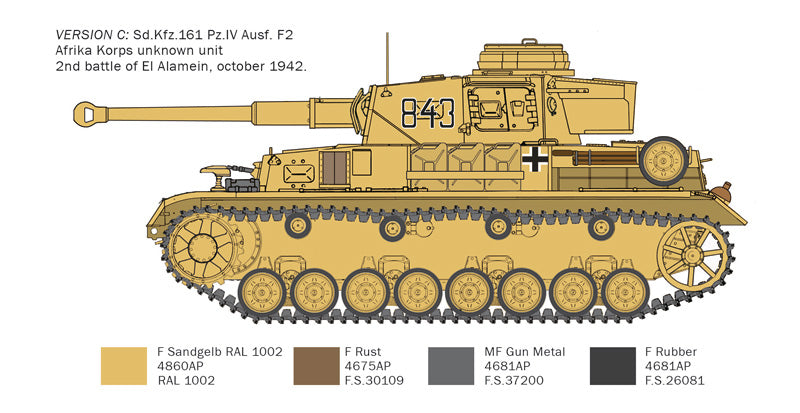 ITALERI 6593 PZ. KPFW. IV F1/F2/G WITH AFRIKA KORPS INFANTRY 1/35 SCALE TANK PLASTIC MODEL KIT