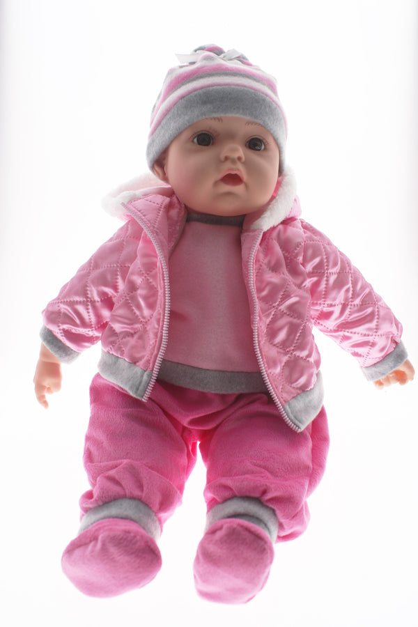 COTTON CANDY BABY DOLL PENNY WITH SHINY PINK COAT SOFT BODY 50CM