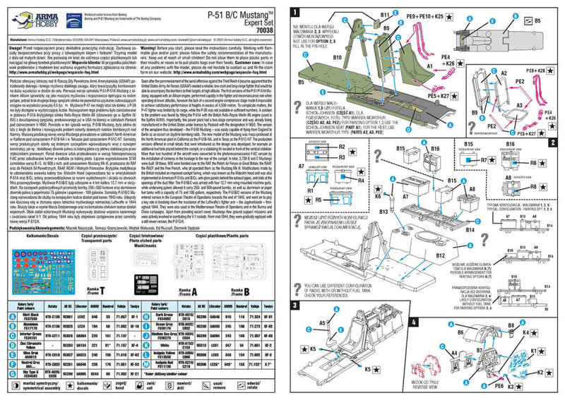 ARMA HOBBY 70038 P-51 B/C MUSTANG EXPERT SET (AUS DECALS) 1/72 SCALE PLASTIC MODEL KIT