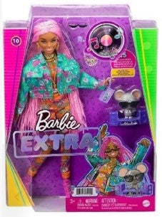 BARBIE FASHIONISTA EXTRA DELUXE DOLL #10 WITH PINK BRAID HAIR AND PET