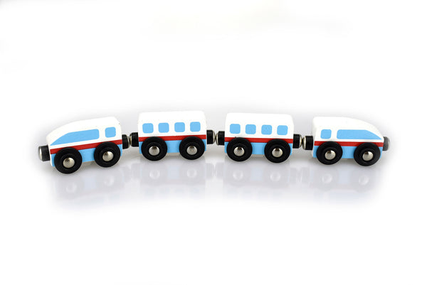 TOOKY TOY WOODEN BULLET TRAIN SET 4PC