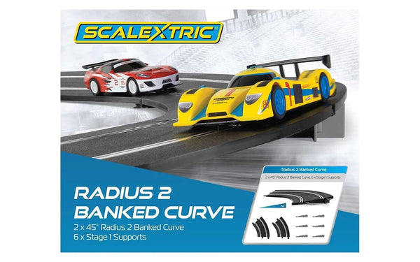 SCALEXTRIC C8296 RADIUS 2 BANKED CURVE 45 DEGREES X 2  INCLUDES 6 X STAGE 1 SUPPORTS