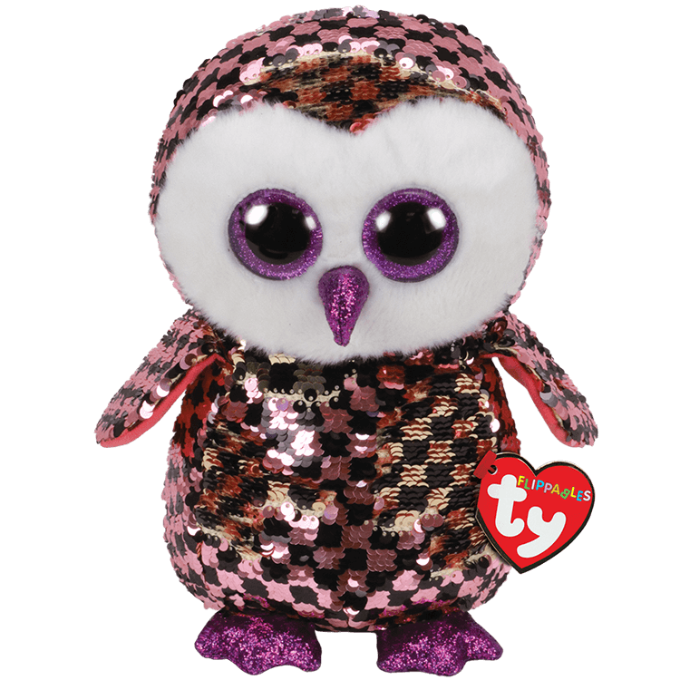 TY BEANIE BOOS FLIPPABLES CHECKS OWL REGULAR