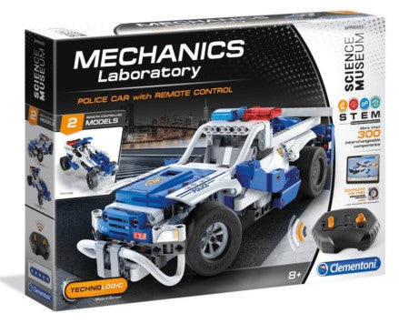 CLEMENTONI SCIENCE MUSEUM APPROVED MECHANICS LABORATORY - POLICE CAR WITH REMOTE CONTROL  2 MODEL STEM KIT