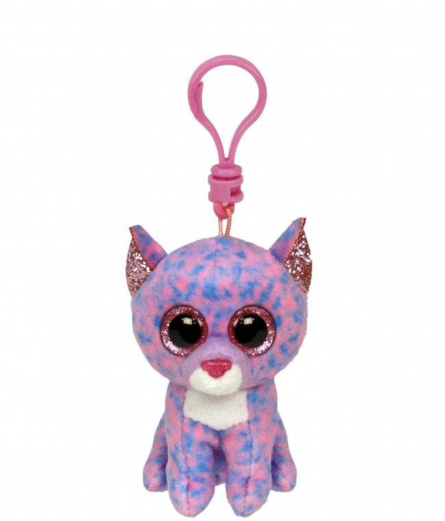 TY BEANIE BOOS CASSIDY LAVENDAR CAT CLIP