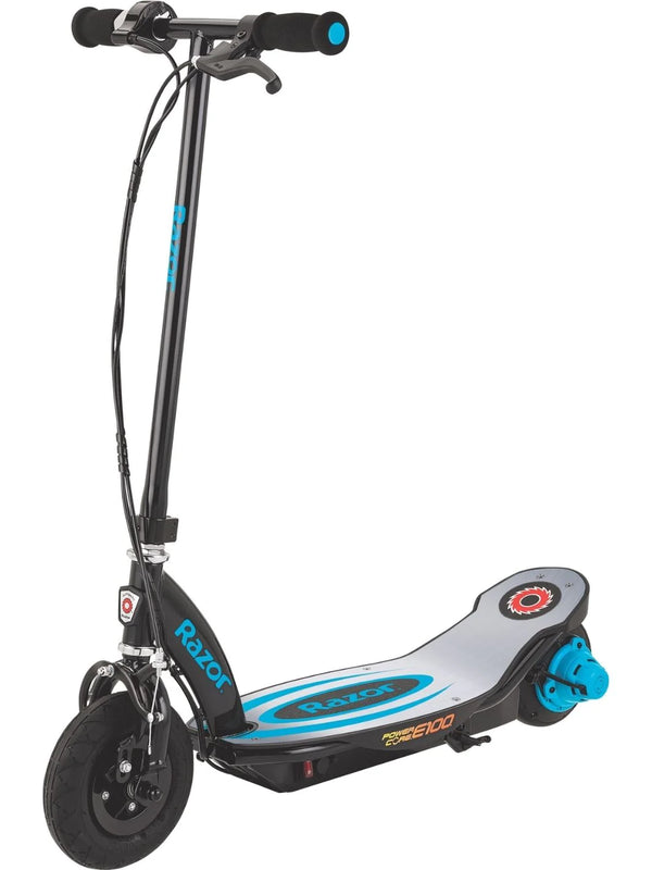 RAZOR POWER CORE E100 ELECTRIC HUB MOTOR SCOOTER IN BLUE WITH ALUMINUM DECK