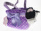 FANCY PALS BULLDOG IN PURPLE POLKA DOT BAG