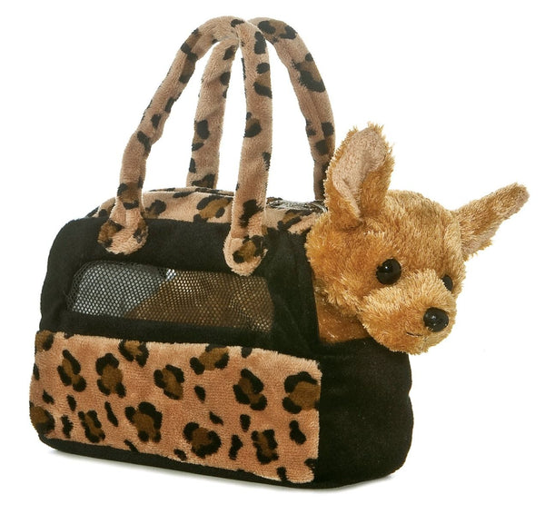 FANCY PALS CHIHUAHUA IN A LEOPARD PRINT BAG