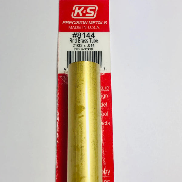 K&S 8144 BRASS ROUND TUBE 21/32 X .014