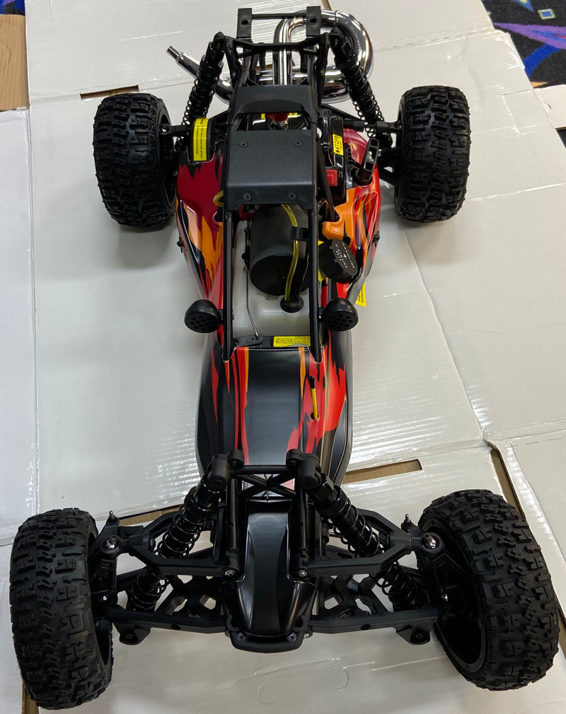 ROVAN 305BS-47 BAJA BUGGY BLACK/ RED/ ORANGE 30.5CC DOMINATOR PIPE WITH GT3B 2.4GHZ CONTROLLER READY TO RUN GAS POWERED RC CAR NOW WITH SYMETRICAL STEERING