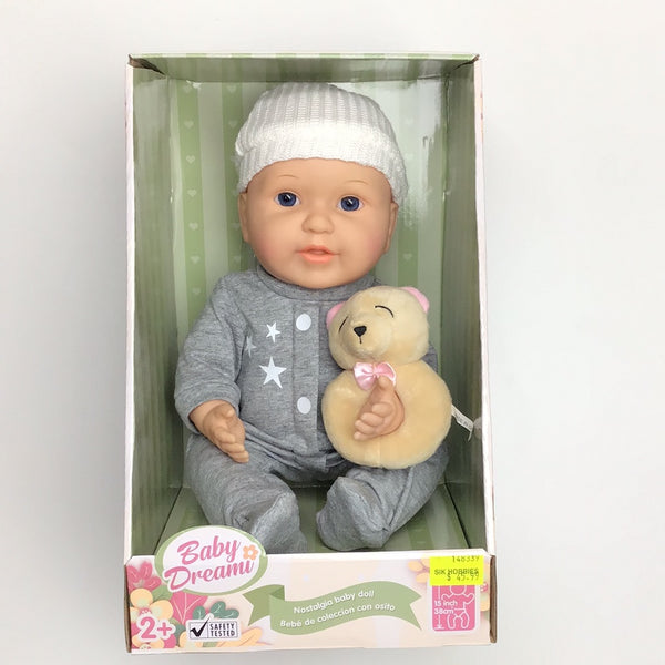 GIGO BABY DREAM - NOSTALGIA 15 INCH BABY DOLL WITH PET TEDDY