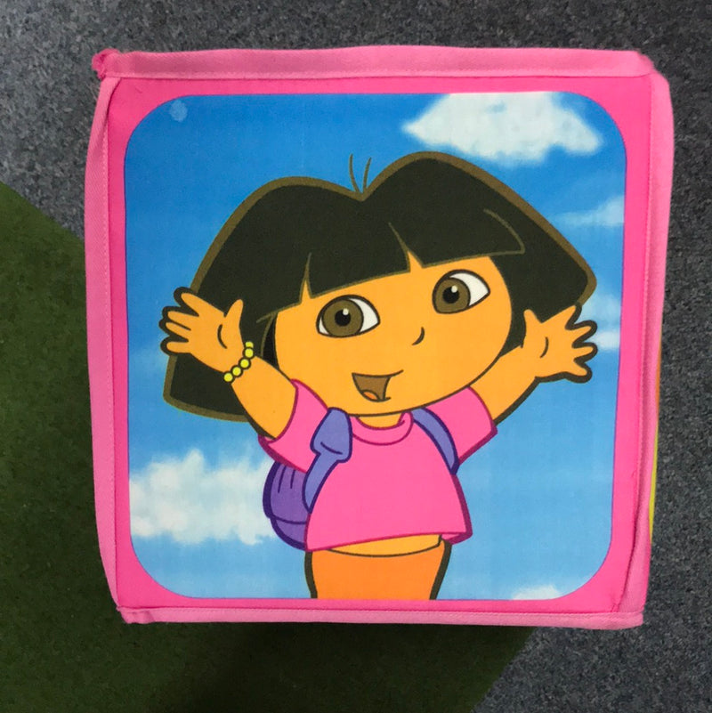 WOODEN TOY BOX W/ CANVAS BOXES DORA