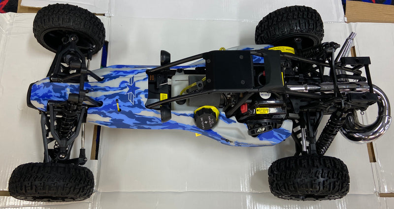 ROVAN 305BS-42 BAJA BUGGY CAMO BLUE/ WHITE  30.5CC DOMINATOR PIPE  WITH GT3B 2.4GHZ CONTROLLER READY TO RUN GAS POWERED RC CAR NOW WITH SYMETRICAL STEERING