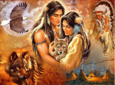 5D DIAMOND PAINTINGS INDIAN WOLF HAWK EMBROIDERY CROSS STITCH PICTURE ART