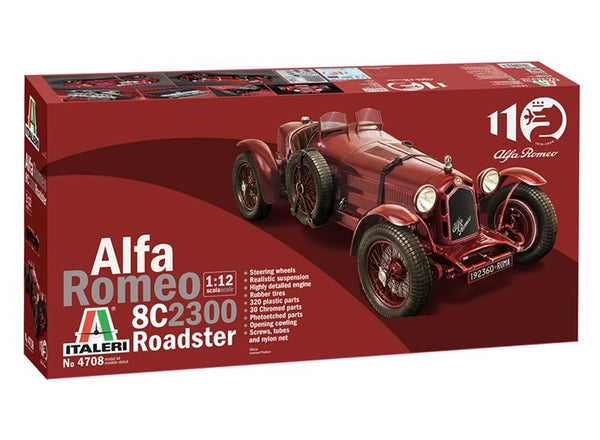 ITALERI 4708 ALFA ROMEO 8C/2300 ROADSTER 1/12 PLASTIC MODEL KIT