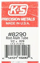 K&S 8290 ROUND ALUMINIUM TUBE 1/2 X .029 ( 12MM  X 7MM )