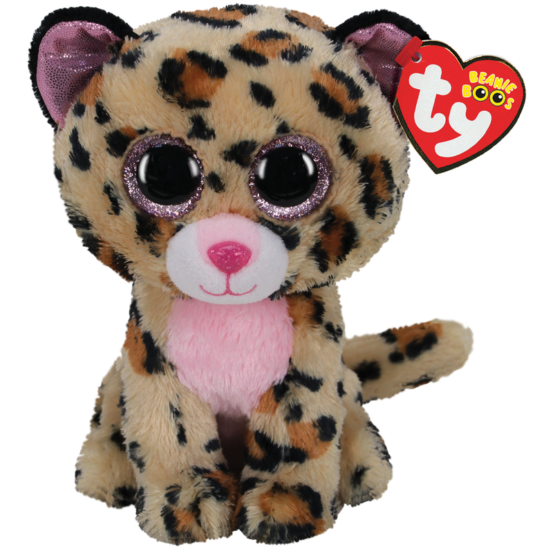 TY BEANIE BOOS LIVVIE LEOPARD BROWN/PINK REGULAR