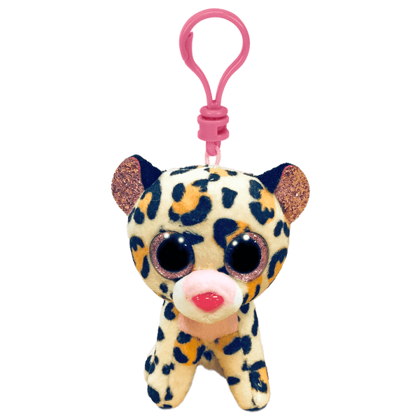 TY BEANIE BOOS LIVVIE LEOPARD BROWN/PINK CLIP