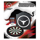 LONGHORN SPORTS DARTBOARD CABINET SET - INCLUDES BRISTLE DARTBOARD AND 6X BRASS DARTS