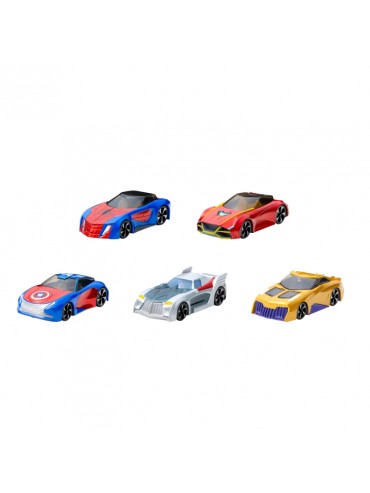 MARVEL GO COLLECTION MINITURE VEHICLES 5PK - IRON MAN-MILES MORALES-SPIDERMAN-HULK- WAR MACHINE