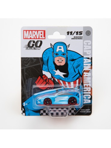 MARVEL GO COLLECTION DIECAST 1:64 RACING SERIES CAPTAIN AMERICA LIGHT BLUE VEHICLE 11 OF 15