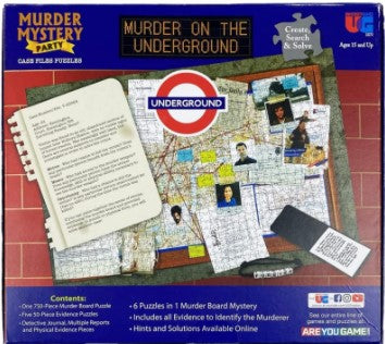 UNIVERSITY GAMES MURDER MYSTERY PARTY CASE FILES PUZZLES - MURDER ON THE UNDERGROUND - A MURDER BOARD MYSTERY PUZZLE