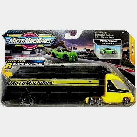 MICRO MACHINES MMW0029 MINI VEHICLE HAULER YELLOW SERIES 1