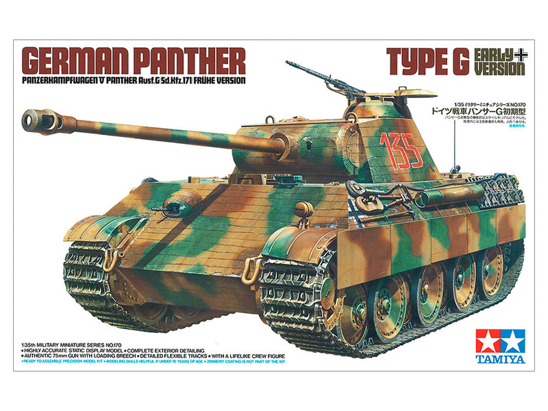 TAMIYA 35170 GERMAN PANTHER TYPE G EARLY VERSION 1/35 SCALE TANK PLASTIC MODEL KIT