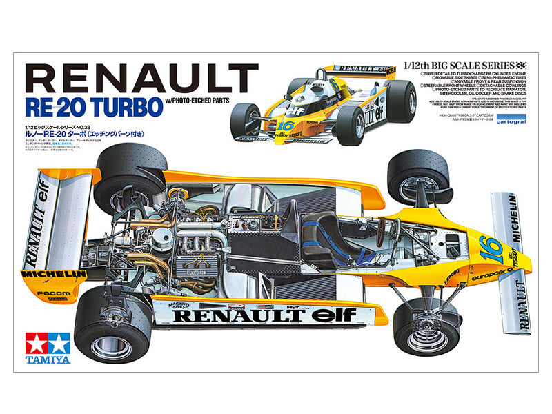 TAMIYA 12033 RENAULT RE-20 TURBO 1/12 SCALE PLASTIC MODEL WITH PHOTO-ETCHED PARTS