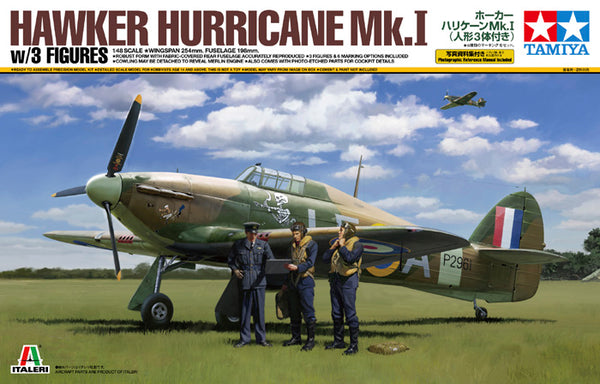 TAMIYA 37011 HAWKER HURRICANE MK. I WITH 3 FIGURES 1/48 SCALE PLASTIC MODEL KIT AIRCRAFT