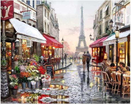 PAINT BY NUMBERS PARIS STREET LANDSCAPE KIT