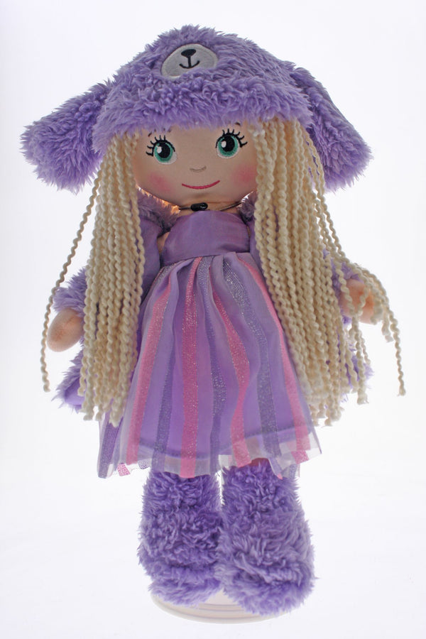 COTTON CANDY LILY PURPLE DRESS BEAR DOLL 33CM