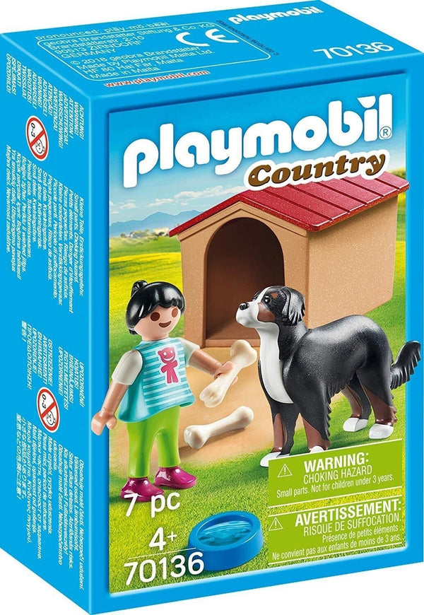 PLAYMOBIL 70136 COUNTRY GIRL AND DOG WITH DOG HOUSE