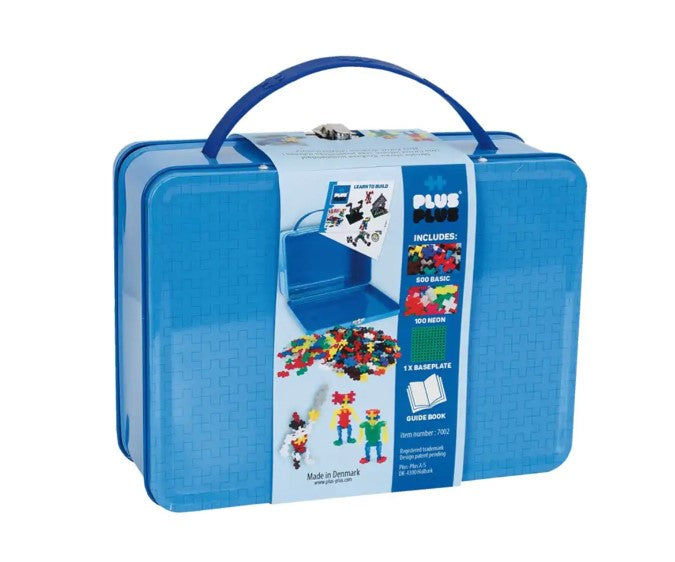 PLUS PLUS METAL SUITCASE BLUE - BASIC 600PC CREATIVE CONSTRUCTION BLOCKS