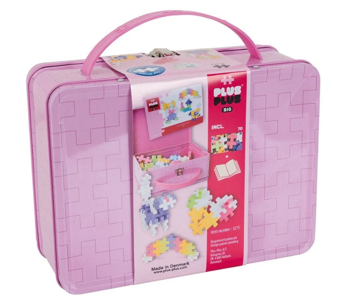 PLUS PLUS BIG METAL SUITCASE PINK - PASTEL 70PC CREATIVE CONSTRUCTION BLOCKS