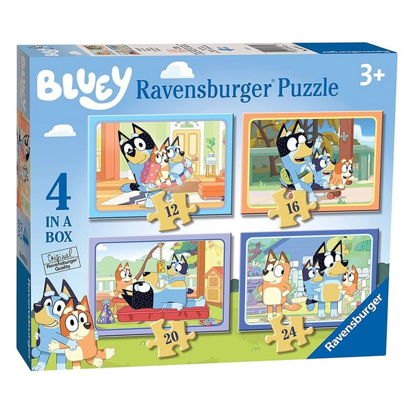RAVENSBURGER 031115 BLUEY 4 IN A BOX - LETS DO THIS 12 - 16 - 20 - 24PC JIGSAW PUZZLES